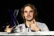 Stefanos Tsitsipas celebrates his Next Gen ATP Finals win in 2018